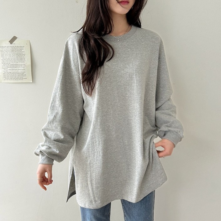 데일리앤 미날드 여성 쭈리 면 롱 트임 시보리 티셔츠 사계절 긴팔티 레깅스티