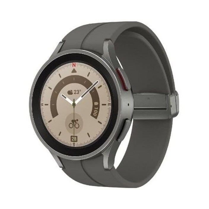 삼성 갤럭시 워치 5 프로 (45mm, WiFi) 1.4인치 슈퍼 AMOLED 스마트워치, GPS, 블루투스, 수면 코칭, 생체 센서, 방수 기능, R920N (티타늄 그레이)