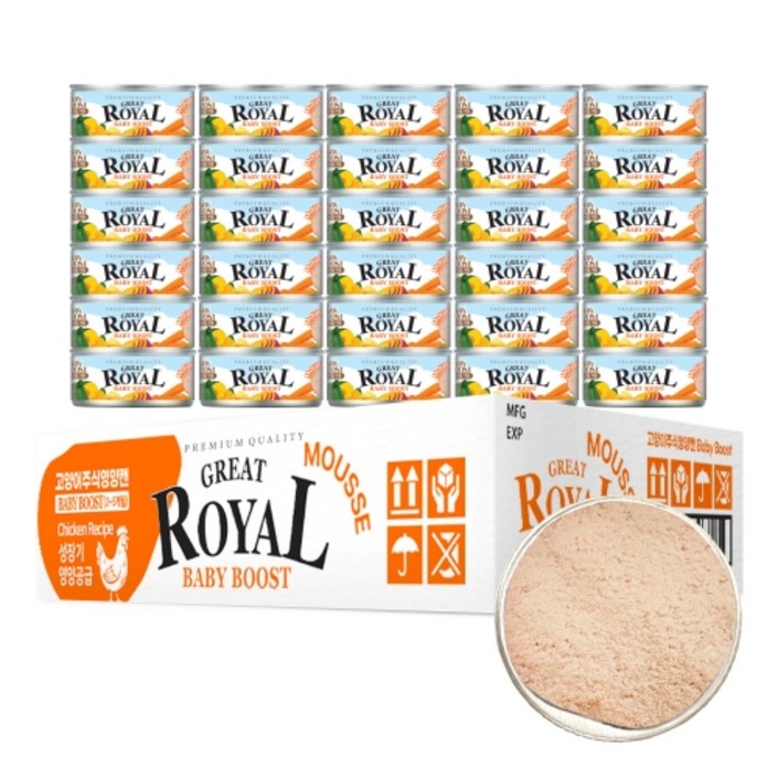 그레이트 로얄 베이비 부스트 무스 1박스 고양이주식캔, 닭, 60g, 30개
