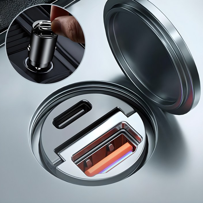 매립형130W 차량용 초고속 시거잭 충전기 USB C타입 PD QC