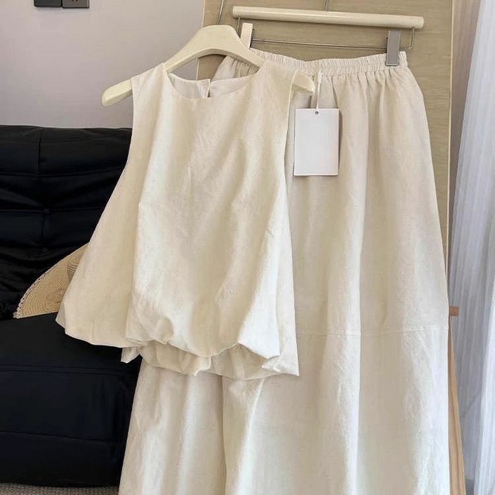 여성 여름 린넨 투피스세트  민소매 상의 통바지  편한 루즈핏 데일리룩