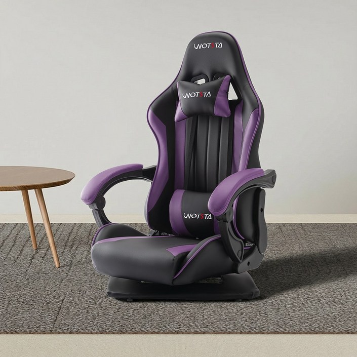 WOTSTA 좌식 컴퓨터 의자 회전 바닥용 게이밍의자, 블랙 퍼플