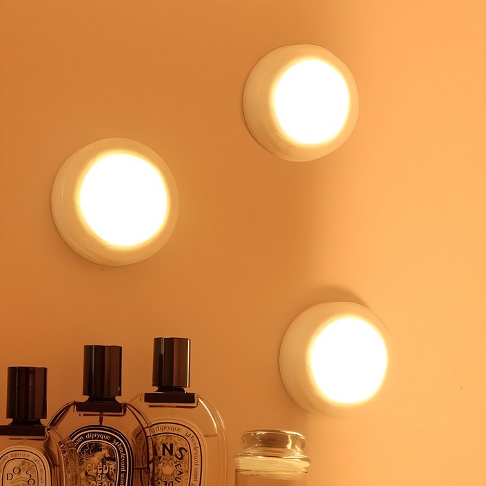 레토 자석 부착형 LED 퍽라이트 3개  리모컨 세트