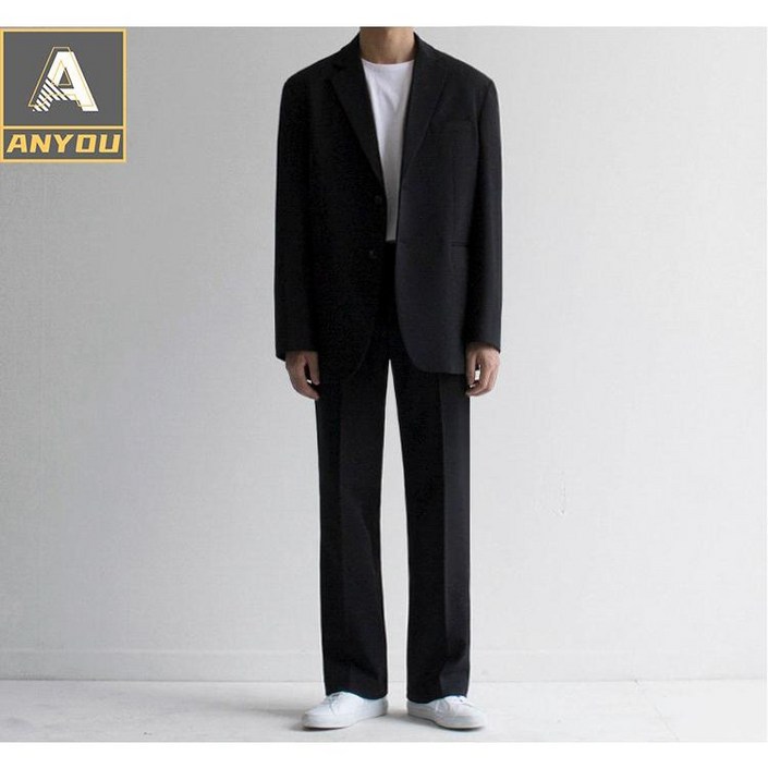 ANYOU 남성용 정장세트 수트 자켓  긴바지 세트