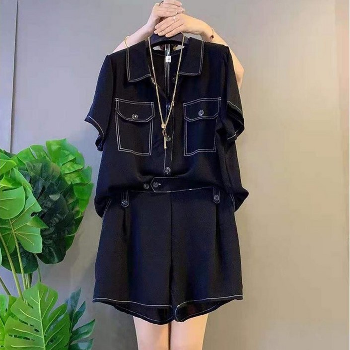 6XL까지 여성 여름 루즈핏 반팔티 반바지 투피스 캐주얼 세트 트레이닝복 데일리룩 빅사이즈