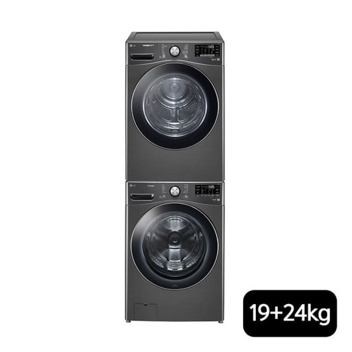 LG전자 LG 트롬 블랙 건조기 19kg(RH19KTAN)+24kg 세탁기(F24KDAP), 단일옵션 20230213