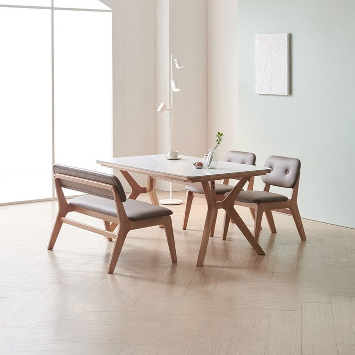 라로퍼니처 밀러 1400 포세린 통 세라믹 패밀리 4인 낮은 식탁 세트