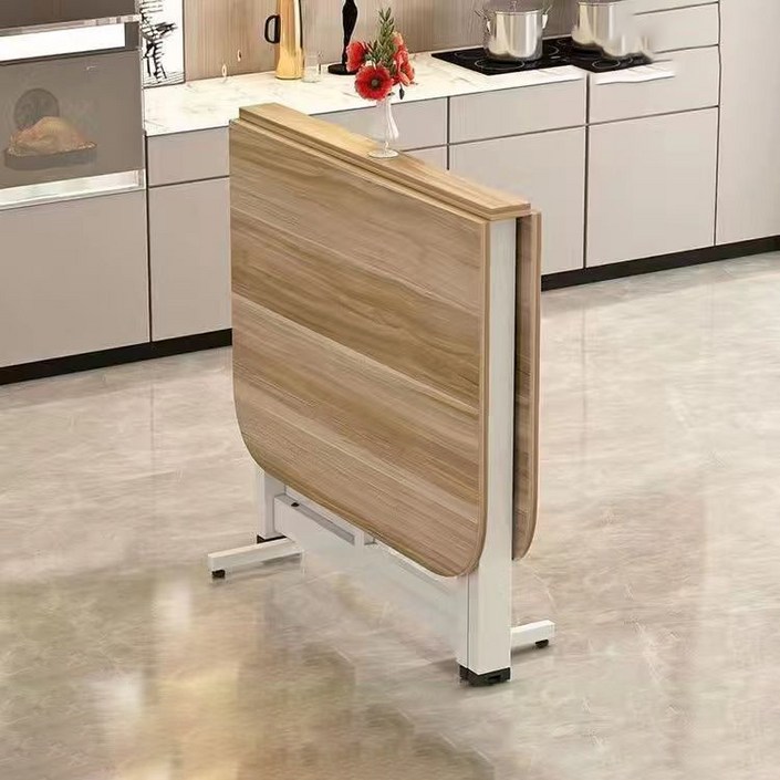 거실 접이식 확장형 기능성 고급 원룸 테이블, 연갈색  화이트