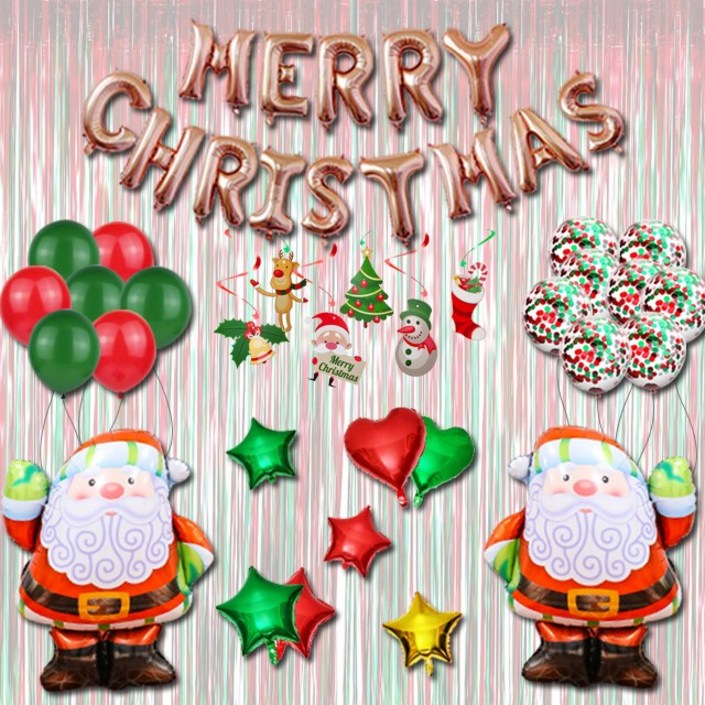 산타 할아버지 풍선 세트 크리스마스 트리 장식 홈파티 포토존 대형 헬륨 인형 리스 가랜드