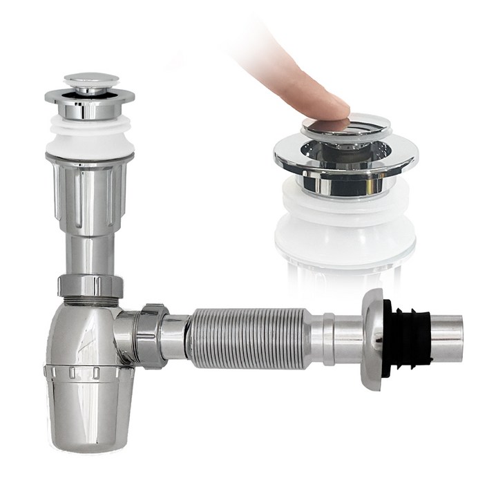 철물마켓 일체형 벽트랩 세면대 배수관 벽 배수 폼업 폽업 트랩, 1개