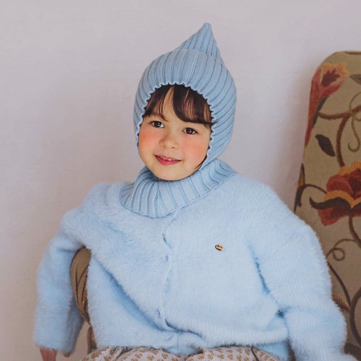 쿵스쿵스 피코 아기 바라클라바 요정모자 고깔 니트 골지 넥워머 귀달이 방한 모자