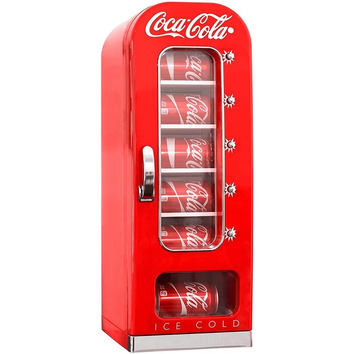 코카콜라 복고 자판기 스타일 10캔 열전 미니 냉장고, 레드 20221119