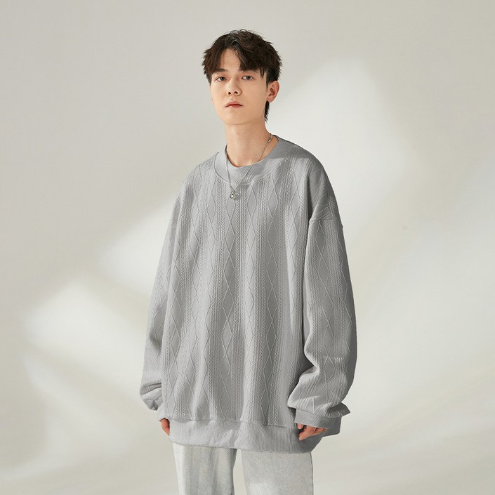 스타일닥터 남성 가을 마름모꼴 줄무늬 니트 라운드넥 보온 스웨터