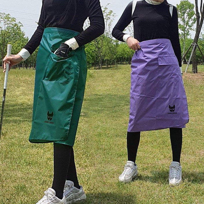 골프 비치마 주머니있는 레인스커트 남녀공용 방수 우비치마 우의, 퍼플