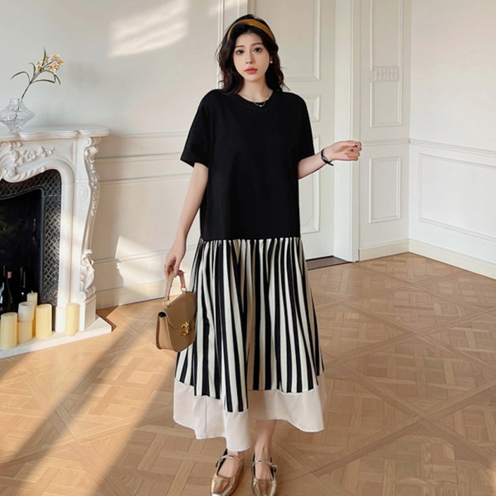 영애씨옷장 빅사이즈 여성의류 배색 여름 원피스 no. 6034