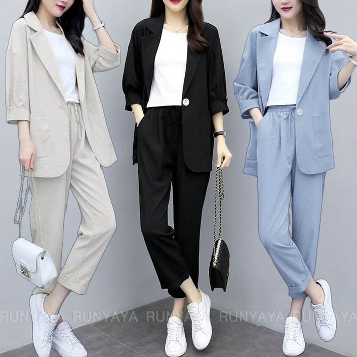 봄 여름 정장 셋업 베이직 팬츠 + 정장 자켓 세트 면접 상하의 캐주얼 상하의 빅사이즈 D99U
