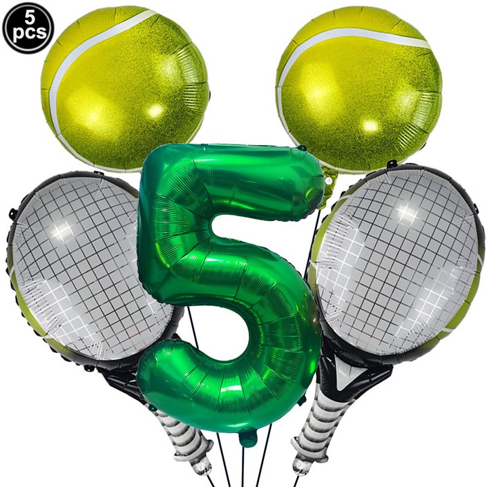 테니스 파티 풍선 키트, 18 인치 녹색 라켓 모양 포함, 소년 Kids1 9th 생일 장식