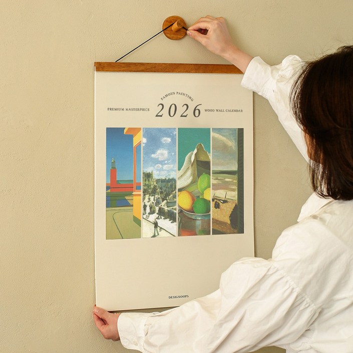 2026년 명화 우드 벽걸이달력 XL 2026 대형 캘린더 앙리마티스, 1개, 2026 명화 XL : 내추럴
