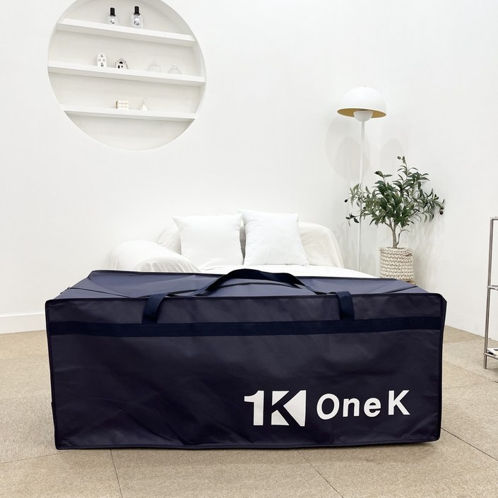 원케이  싱글킹사이즈 토퍼 라텍스 메모리폼 매트리스 이불 보관 가방, 더블퀸킹 가로170세로55 네이비, 1개