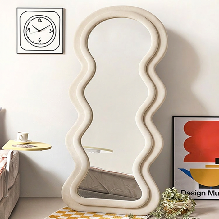 BIKASU 현관 물결 웨이브 스탠드 전신거울 비정형 대형 인테리어 거울 160*60cm