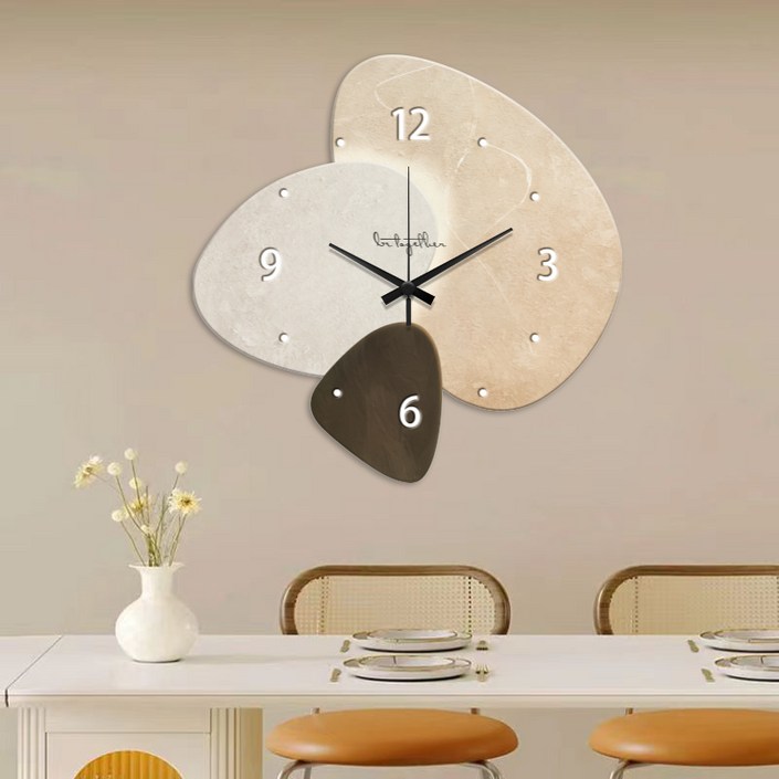 햇빛에이치 북유럽 스타일 무소음 벽시계 40cm, 크림