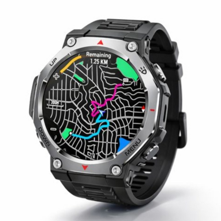 2026 신형 T-Rex 3 스마트워치 밀리터리 남성용 GPS 아웃도어 시계 AMOLED 1.43인치 10ATM 방수 525mAh 대용량 배터리 (JL7012A6), 블랙