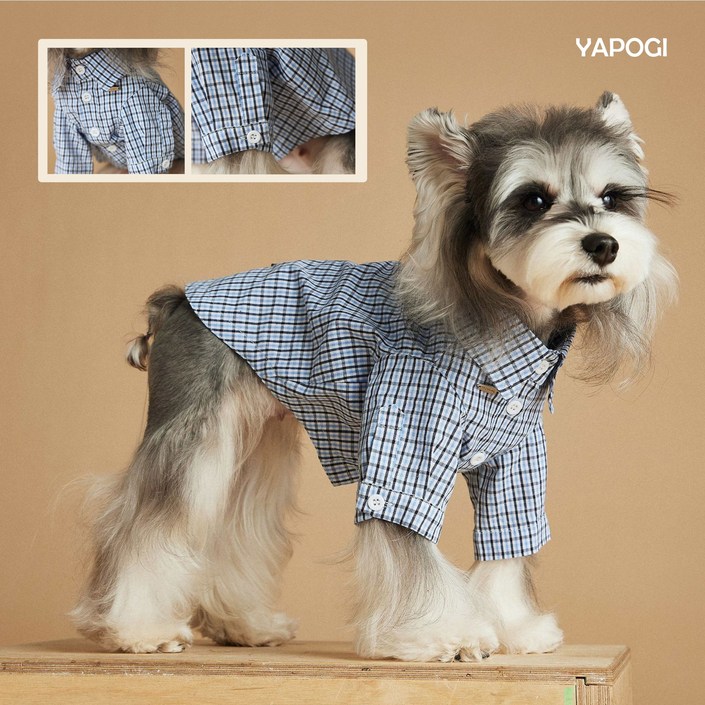 반려동물 강아지옷 얇은 스트라이프 체크 셔츠