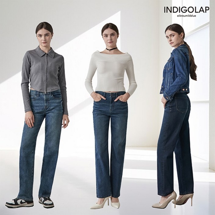 인디고랩 파격특가 에버 라이크라 릴렉스 데님 3종, 여성