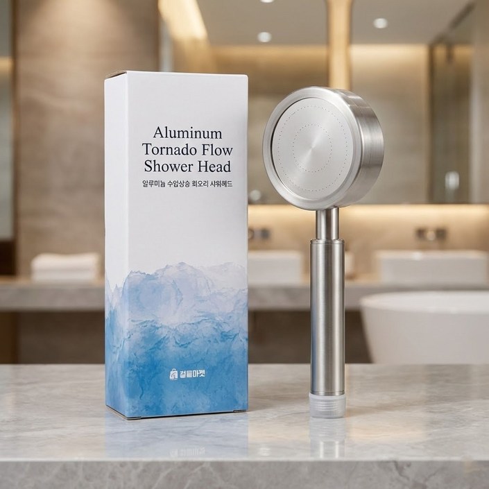 철물마켓 알루미늄 수압상승 회오리 샤워기헤드 고압 절수 샤워헤드 토네이도