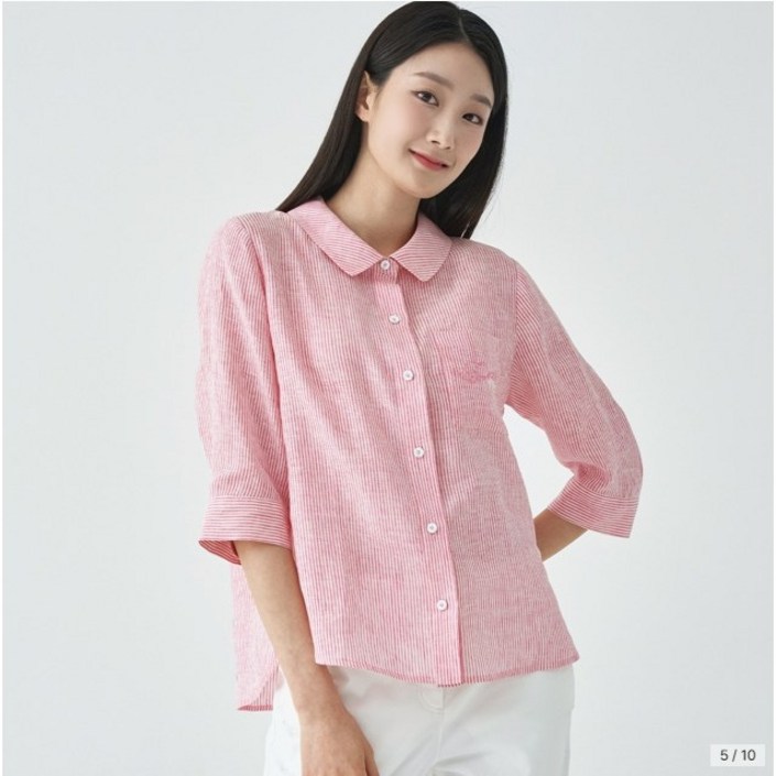 지센 파격할인 여성 린넨 스탠카라 블라우스 색상2종