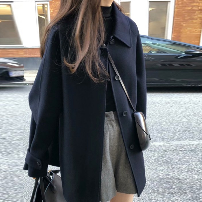 무드넘쳐 심플 카라넥 아방 모직 하프코트 무드넘쳐 심플 카라넥 아방 모직 하프코트