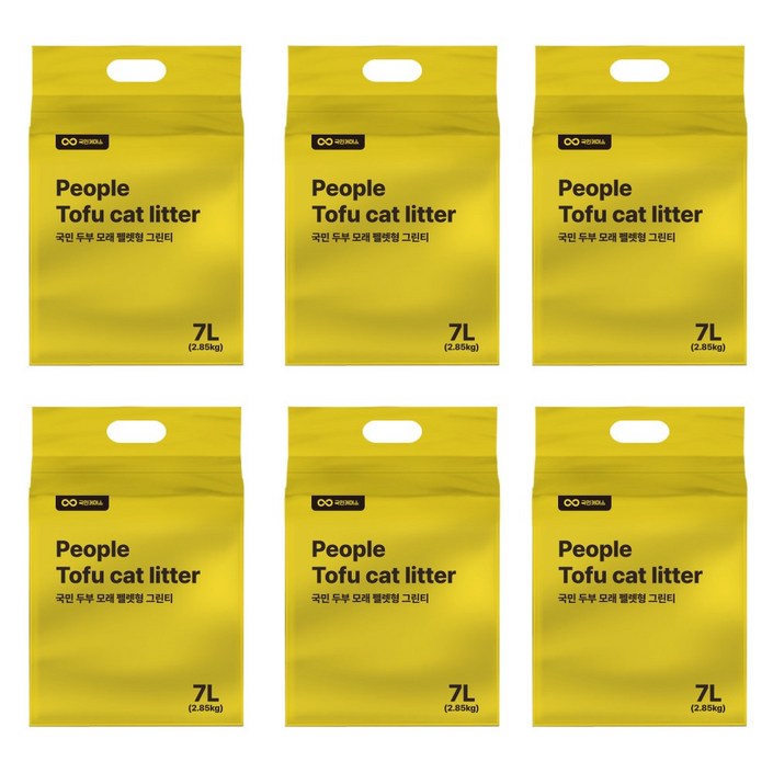 국민모래 두부모래 녹차 펠렛형 1.5mm 7L x 6EA 고양이 배변모래, 7L, 6개, 그린티