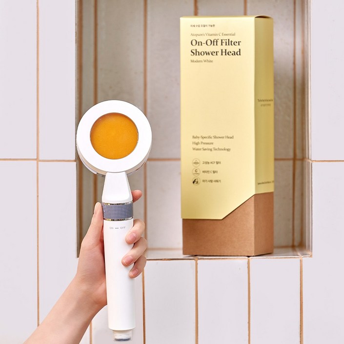 아토퓨어 비타민 샤워기 필터 수압상승 저자극 정수 온오프 에센셜 샤워기샤워호스, 샤워기샤워호스2m, 1세트