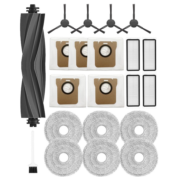 에버그린 드리미 L20 ultra 청소기 부품21PCS 메인 브러쉬1EA 사이드 브러쉬4EA 필터4EA 먼지 봉투5EA 청소 브러쉬1EA 물걸레6EA, 1세트, DRM-L20-SET21