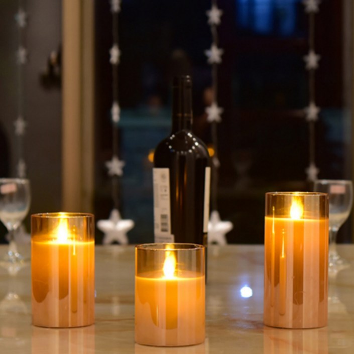 고급스러운 크리스마스 캔들 글라스 LED촛불 REAL 전자양초, 2. 로즈골드