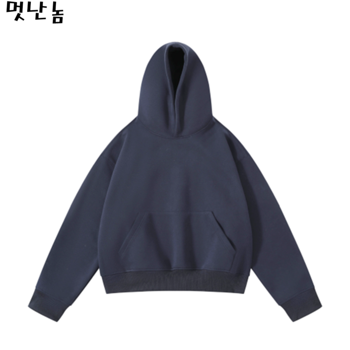 남자 오버핏 후드티 숏후드 커플 두꺼운 후드티셔츠
