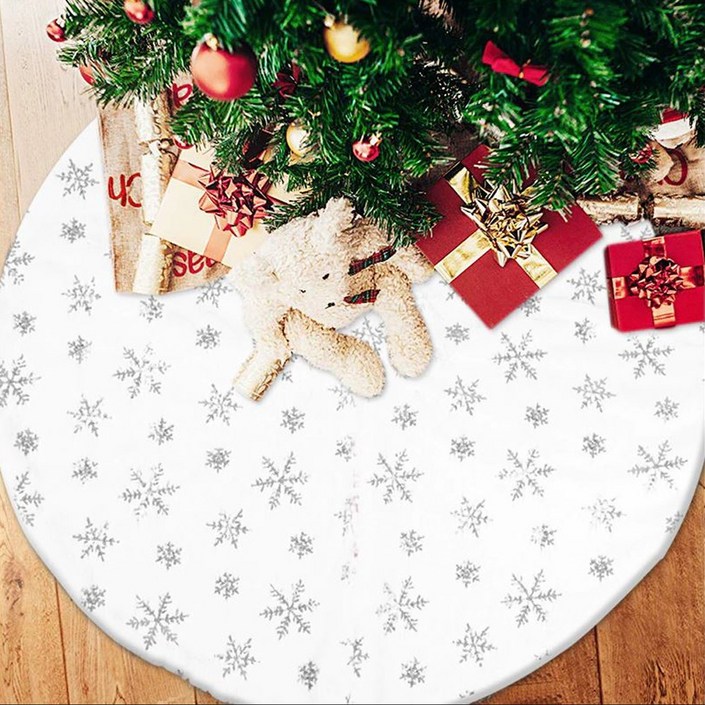 크리스마스 트리스커트 러그 받침대 카페트 원형 78cm 소형 눈꽃 비쥬 덮개 OR-SF78
