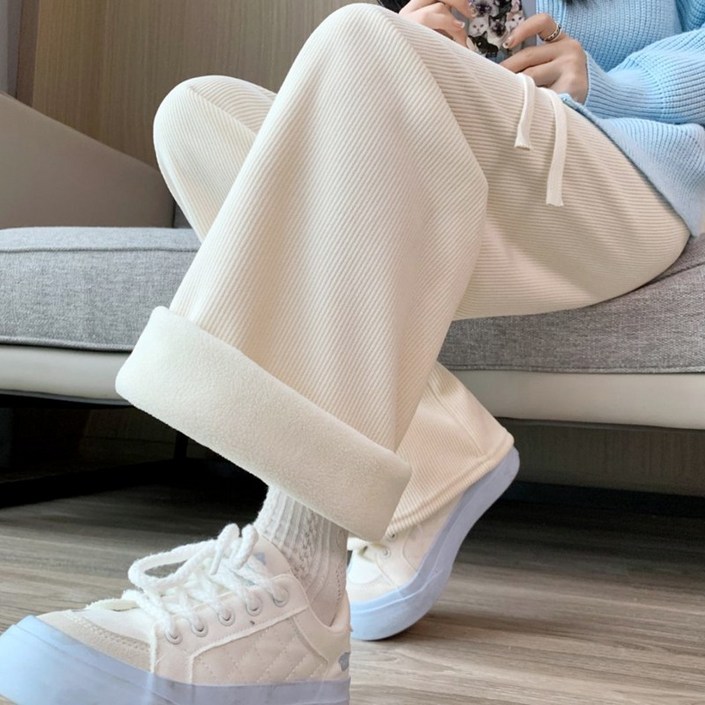 허블리 여성 겨울 와이드 밴딩 팬츠 안감 기모바지