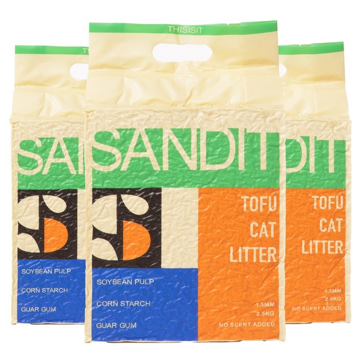 샌딧 고양이 두부모래 1.5mm 대용량 프리미엄 나노입자, 3개, 10L, 무향