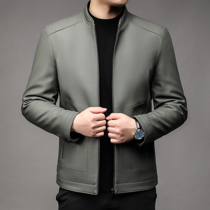 REZENZI 남성 소가죽 가죽자켓 봄가을 남성 가죽자켓 100 소가죽 TB2397296