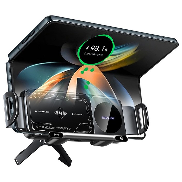 Mankiw맨큐 차량용 고속 무선충전기 갤럭시 Z플립 폴드폰 호환 송풍구형 거치대