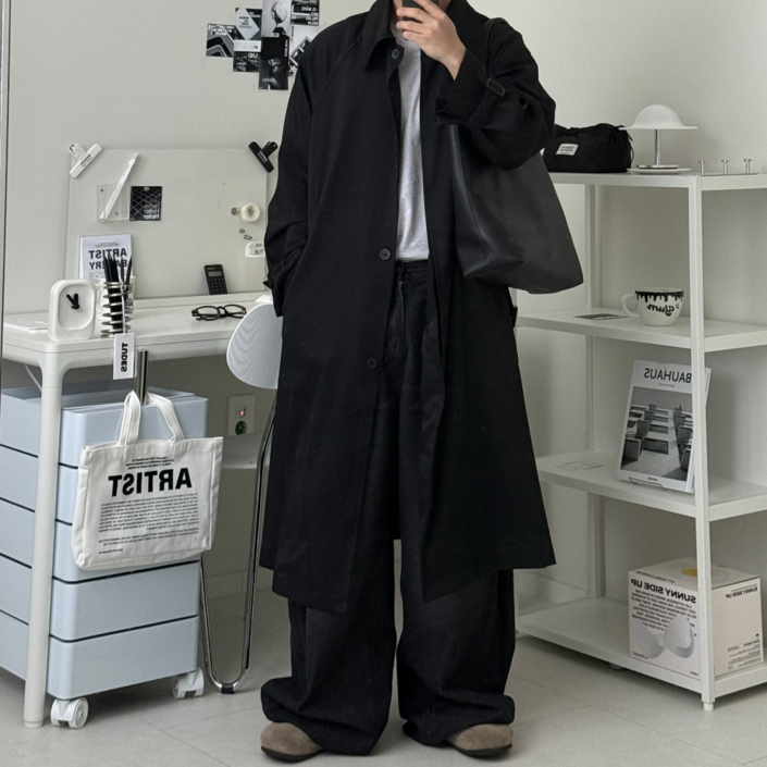 르위 캐주얼 루즈핏 래글런 트렌치코트 빅사이즈