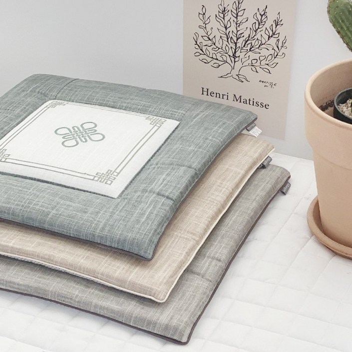  당일출고  마이룸엔 시원한 전통 자수 린넨 마 인견 방석 여름 사무실 쿨방석 통풍방석 방석커버