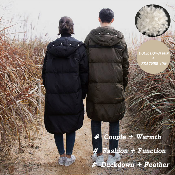 커플 롱패딩 24FW 후드 덕다운 남녀공용 오버핏 오리털