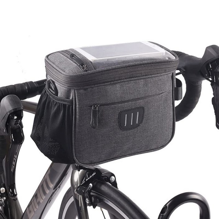 자전거 가방 핸들 가방 앞가방 어깨가방 자전거 가방 핸드백 반사 대용량 도로 자전거 스마트폰 수납 터치스크린, 짙은 회색 - 투데이밈