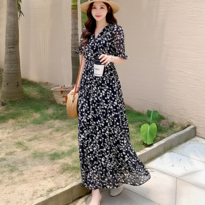 쁘띠엘라 체형커버 휴양지원피스 데일리 스모크밴딩 바캉스룩