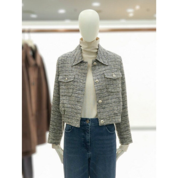 씨씨콜렉트 크롭 트위드 자켓E243MSF107네이비_ 2725558