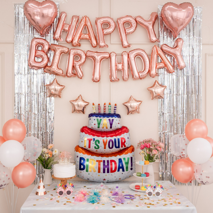 파티프렌즈 생일 파티 용품 12종 세트, 로즈골드B, 1세트