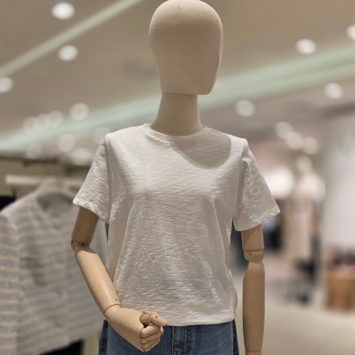 [백화점 정품] 나이스클랍 자수 포인트 슬럽 하프 슬리브 티셔츠