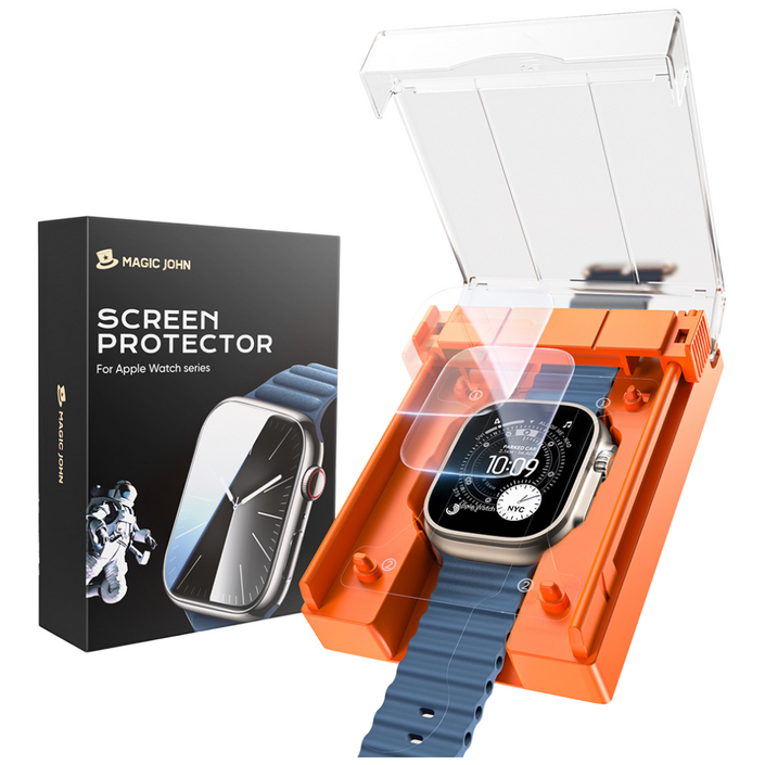 MAGIC JOHN 매직존 풀커버 애플워치 고화질 EPU 액정보호필름 + 이지툴 애플 적용, 2p, 1세트, 투명